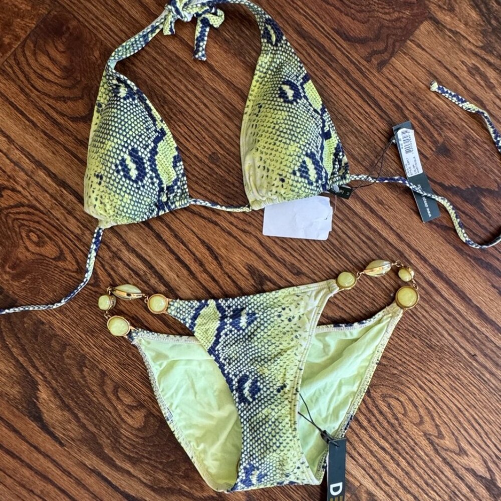 Snakeskin Despi Bikini with stone accents (Medium top, Small Bottom)